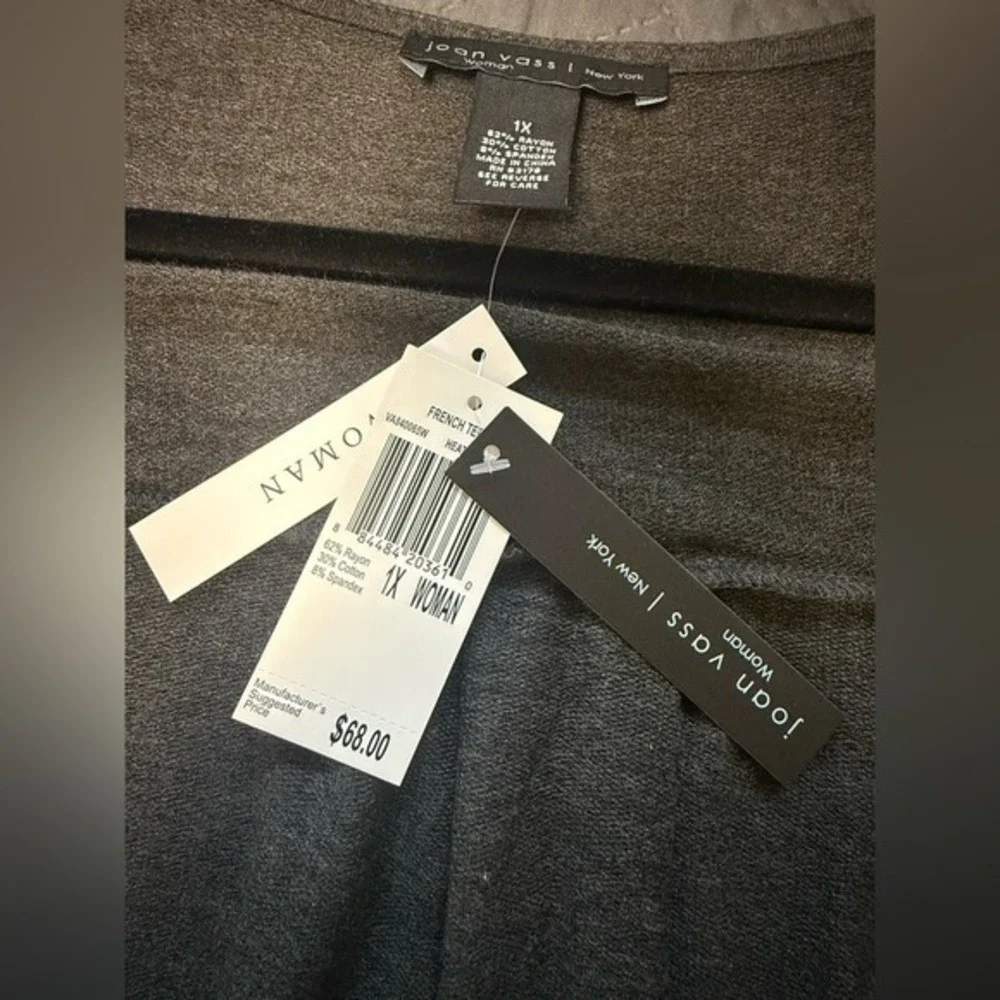 Joan Vass Graphite Open Front Cardigan 1X NWT‎